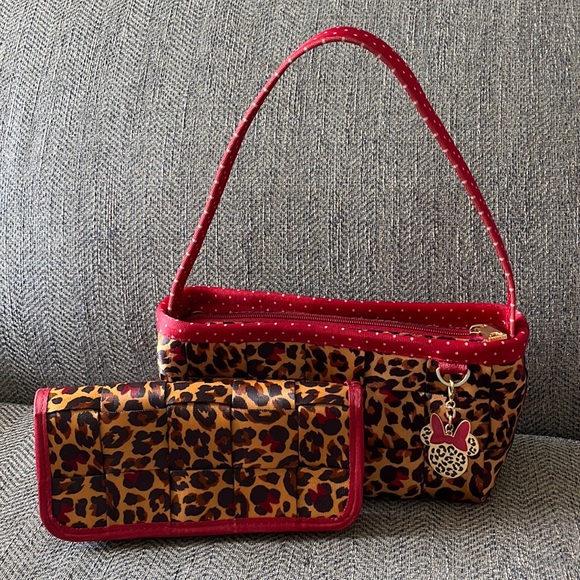 Harvey’s Disney Couture Leopard Minnie Satchel Seat Belt Bag With Wallet - Picture 1 of 8